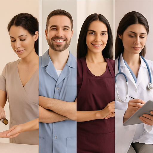 Profissionais de várias áreas usando o Cuidare